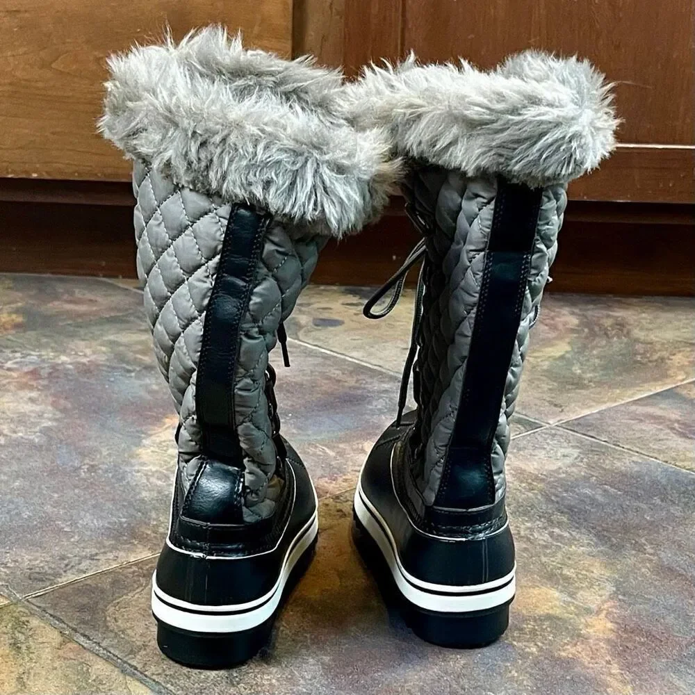 Womens Winter Boots Faux Fur Warm Insulated Water Resistant 7.5
